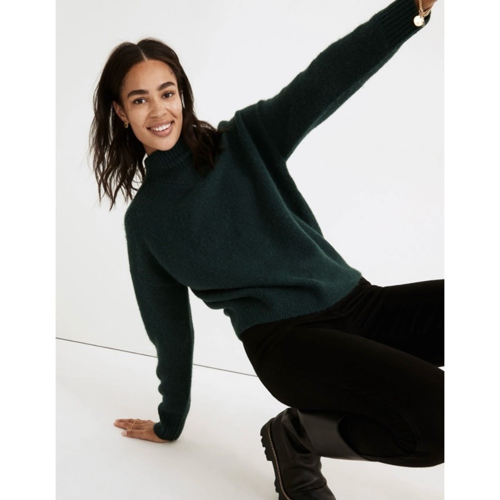 Madewell Dillon Mockneck Pullover Sweater in Heather Spruce S